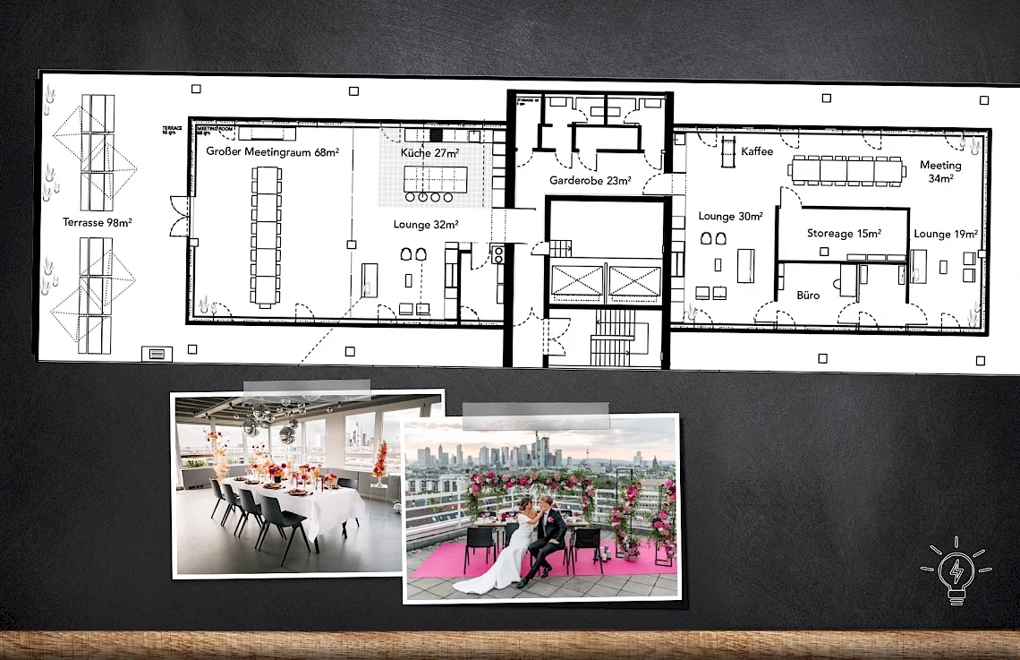 Site plan of OutOfOffice venue with roof terrace for wedding in Frankfurt Sachsenhausen