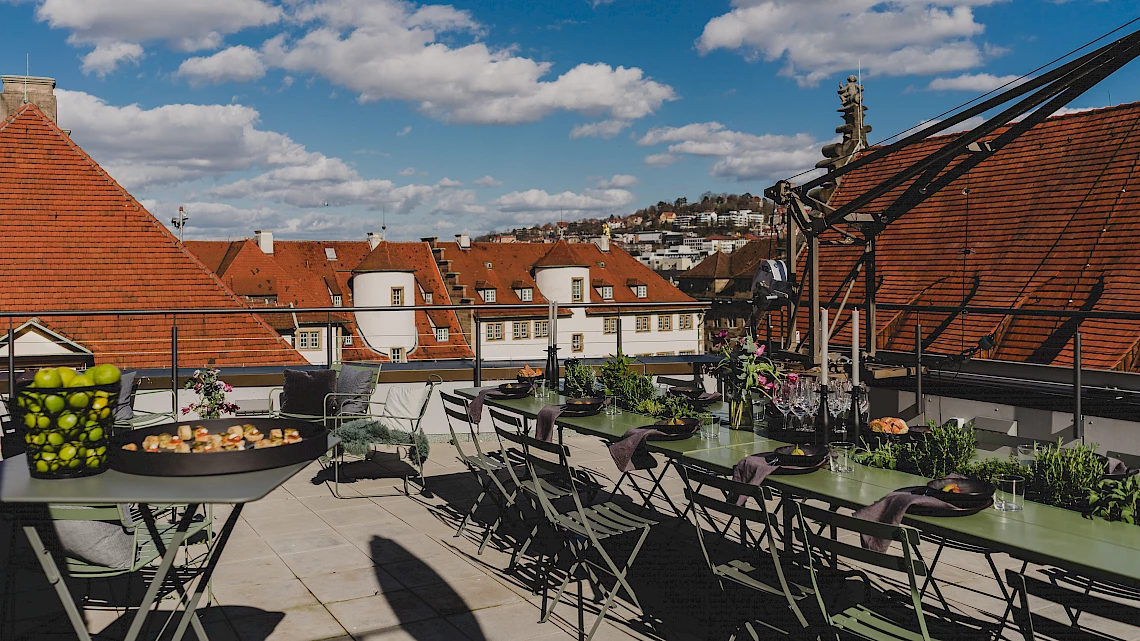 Birthday party venue with view over Stuttgart old town