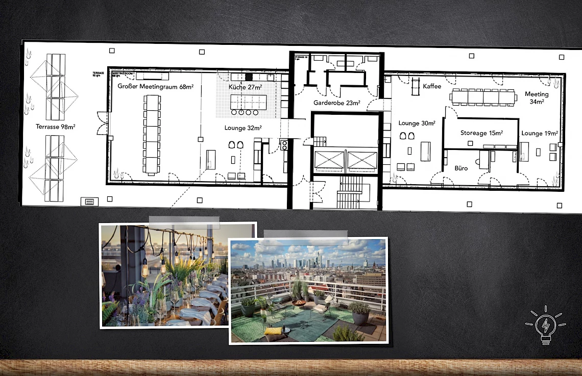 Site plan of OutOfOffice birthday party venue to celebrate in Frankfurt Sachsenhausen
