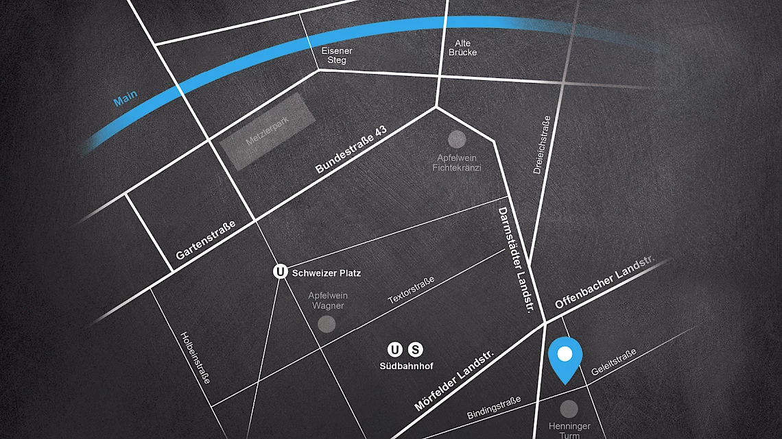Stadtplan Umgebung OutOfOffice Frankfurt Sachsenhausen