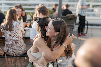 Two former OutOfOffice employees at our 10th anniversary celebration