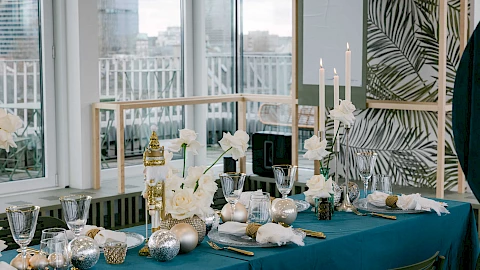 Festive decorations at our Christmas party location in Frankfurt's Westend district