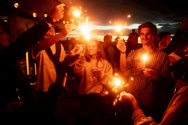 Company party on the rooftop terrace OutOfOffice Eisbach Munich